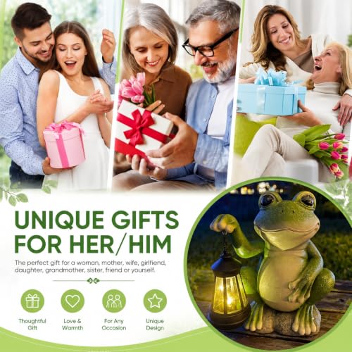 YODY Solar Garden Statues Outdoor Decor Frog with Lantern - style: 02-Frog