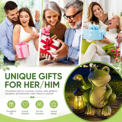 YODY Solar Garden Statues Outdoor Decor Frog with Lantern - style: 02-Frog