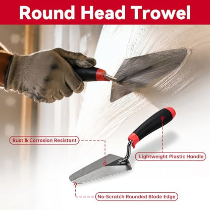 Mister Rui 3-Pack Trowels, Stainless Blades, Masonry Tool, Comfort Handle
