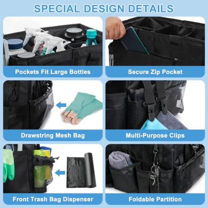 17 Inch Extra Large Cleaning Caddy Bag for Housekeepers, Black Tool Bag - color: Black, size: Extra Large