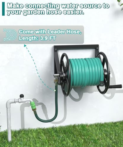 Artigarden Garden Hose Reel Wall Mounted, Outdoor Water Hose Holder Black - color: Black