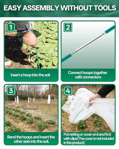 25 PCS Rust-Free Garden Hoops for Raised Beds With Garden Netting Clips - size: 25PCS