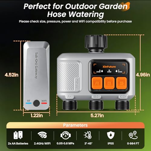 WiFi Sprinkler Timer 3 Zone, Smart Water Timer for Garden Hose - size: 3 Zone