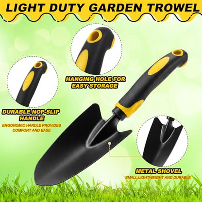 Yaocom 12 Pcs Garden Shovel Aluminum Alloy Heavy Duty Trowel Small Digging Shovels Metal Hand Trowel Spade with Soft Handle for Garden Lawn Yard Planting Tool (Large Shovel,Yellow) - color: Yellow, size: Large Shovel