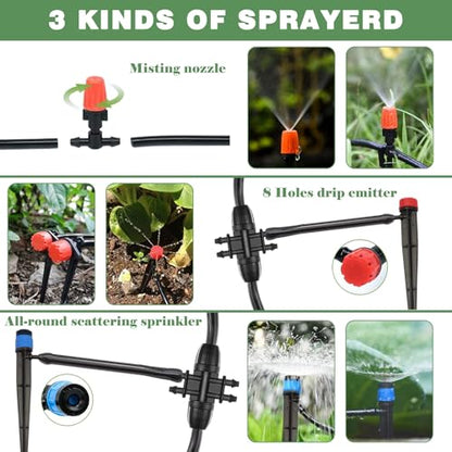 200FT+40FT Drip Irrigation System, Garden Watering System