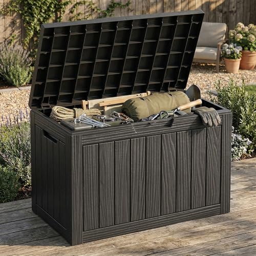 ROJIK 55Gal Outdoor Storage Box Waterproof Deck Box