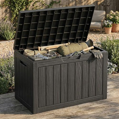 ROJIK 55Gal Outdoor Storage Box Waterproof Deck Box