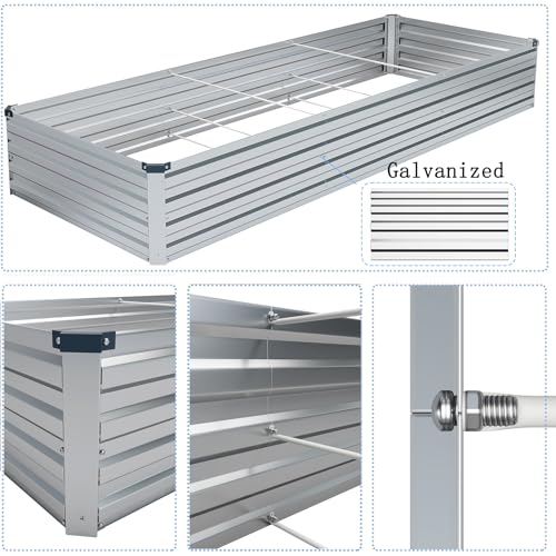 2PCS 10x3x1ft Galvanized Raised Garden Bed Kit,Gardening Planter Box - color: Silver, size: 10x3x1FT(2PCS)