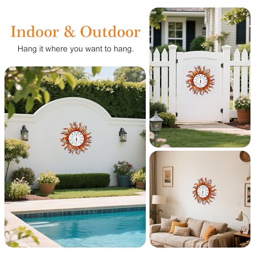 Outdoor Thermometer, Sun Wall Mounted Thermometer Waterproof Decorative