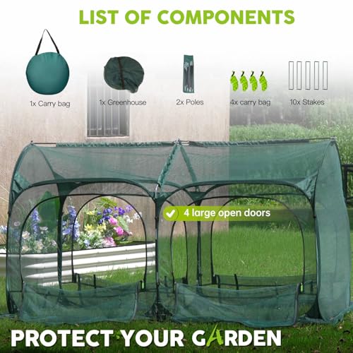 Poray Large 8.2x4FT Plant Netting Cover, Pop up Tunnel Crop Cage Gardening Net,Pest Guard Cover for Vegetables &Fruits,Durable Gardening Net for Plant and Animal - size: Large 8.2x4.1X4.3FT