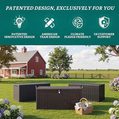 YITAHOME 110 Gallon Outdoor Deck Box - color: Dark Brown, size: 110 Gallon
