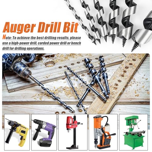1/2 Inch x 9 Inch Auger Drill Bit for Wood,1/2 Inch Hex Shank - size: 1/2" x 9"