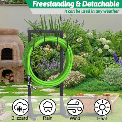 Garden Water Hose Holder for Outside Hose Stand Hanger Rack Freestanding - color: Black
