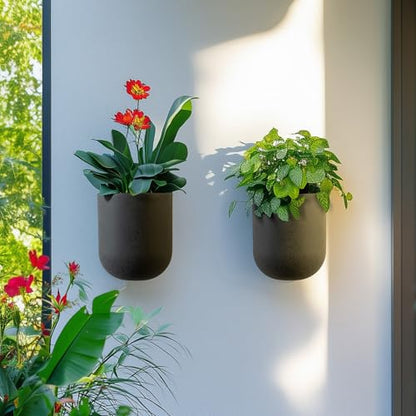 LA Jolie Muse Wall Planters for Indoor Plants, Hanging Flower Pots, 2 Pack - color: Concrete Gray