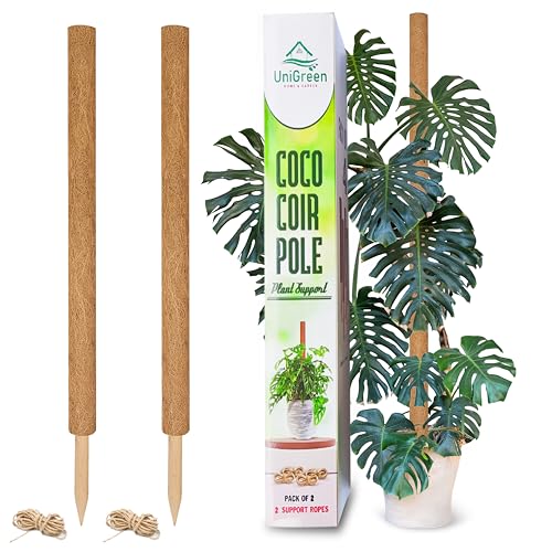 UNIGREEN 2Pack 87'' Large Premium Moss Pole, Coir Totem Poles for Big Indoor Plants, 47'' Moss Sticks for Monstera Plant Support, Plant Pole for Big Climbing Plants Indoor - color: 2Pack 47'' (Stackable)