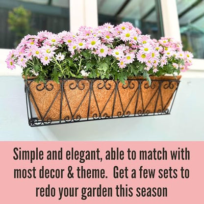 LaLaGreen Black Wall Planter (24 in, 4 Pack) Coco Liner Window Box Trough - size: 24" (61cm) x 4 Pack