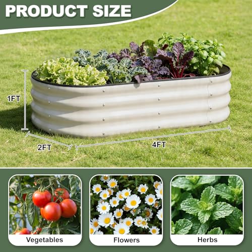 1MORE Galvanized Raised Garden Bed Outdoor,Planter Bed 4x2x1ft,White,4-Pk - color: White