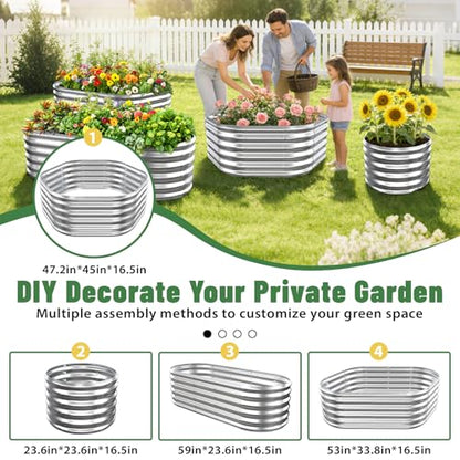 48" Diagonal,17" Tall Steel Hexagon Raised Garden Bed/ Planter Box Silver - color: Silver, size: 4FT X 1.5FT