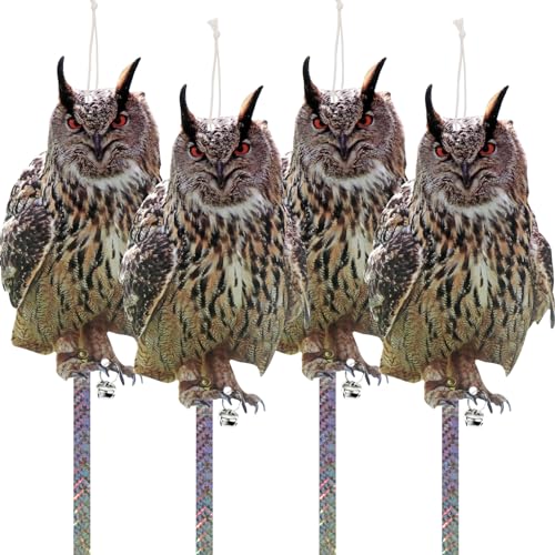 4Pcs Flat Fake Owl to Scare Pigeon Away, Garden Owl - color: 4pcs