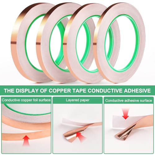 LOVIMAG Copper Tape 4 Sizes (0.2/0.24/0.3/0.4Inch) x82.5FT HVAC Foil Strips - size: 4sizes(0.2/0.24/0.3/0.4inch)x82.5ft