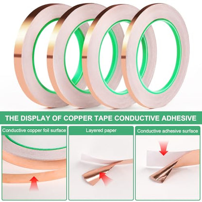 LOVIMAG Copper Tape 4 Sizes (0.2/0.24/0.3/0.4Inch) x82.5FT HVAC Foil Strips - size: 4sizes(0.2/0.24/0.3/0.4inch)x82.5ft