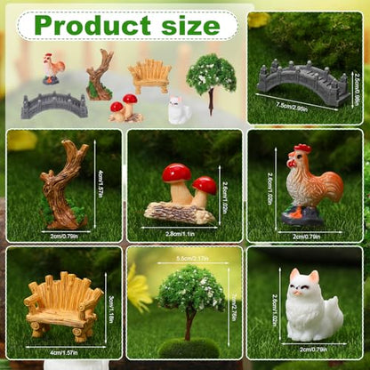65 Pcs Fairy Garden Accessories Mini Resin Animals Figures