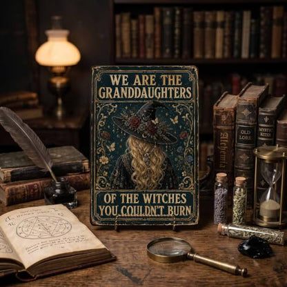 Halloween Metal Art Sign Granddaughters of Witches Wall Decor - color: 03A