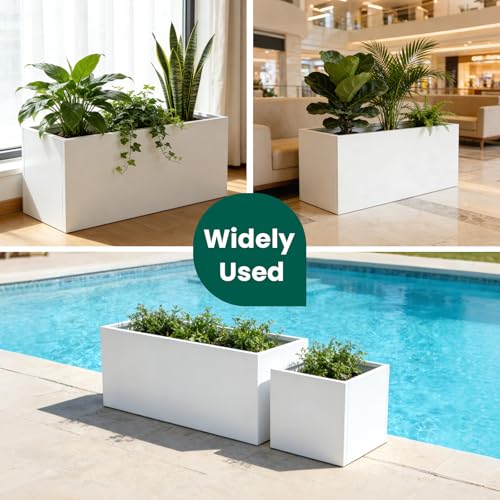 Metal Rectangular Planter 36" L x 15" W x 15" H, Galvanized Steel - color: White, size: 36" L x 15" W x 15" H