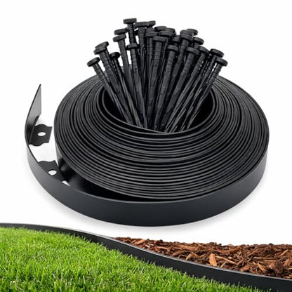Gardzen 1.5" x33' Landscape Edging Kit with 40 Spikes - size: 33ft
