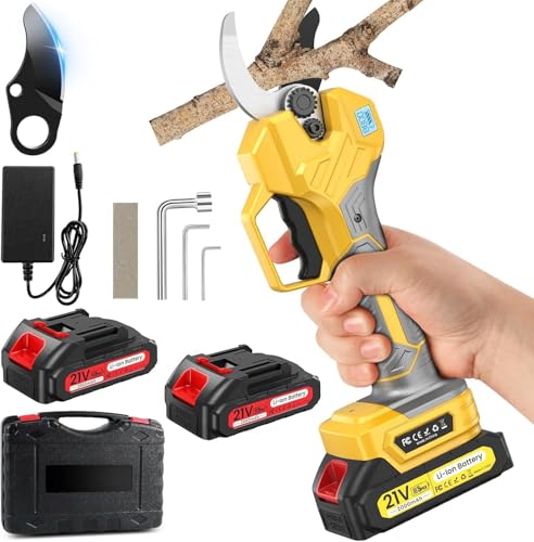 Electric Pruning Shears , Loppers 1000W Brushless Motor Cutting 2.6 inch Diameter Professional Gardening Electric Shears,Heavy Duty Branch Pruner,2*2000mAh Battery,Sk7 Blades,Perfect for Tree Trimming