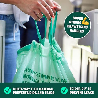 HoldOn Compostable Tall Kitchen Drawstring Bags - 13 Gallon, 40 Count