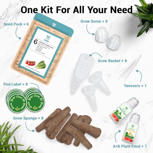 Assorted Seed Pods for All Hydroponics Growing Systems, 8 Pods with 600+ Seeds of Romaine, Basil, Cherry Tomato, Cucumber, Cayenne Pepper and Lavender - style: Assorted