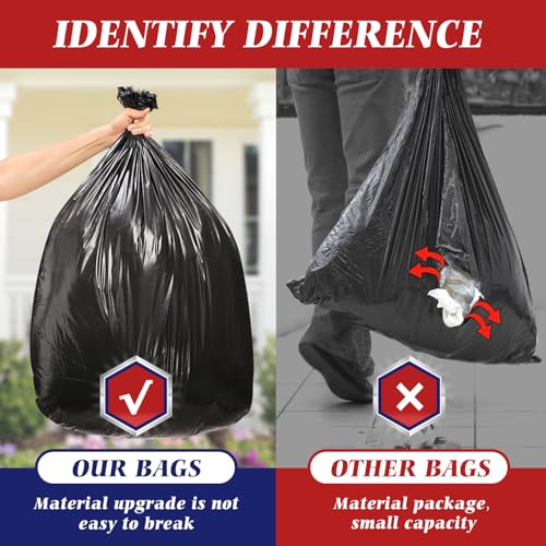 Teivio Large Black Trash Bags 30-33 Gallon 40 Count 30+ Gal Garbage Bags