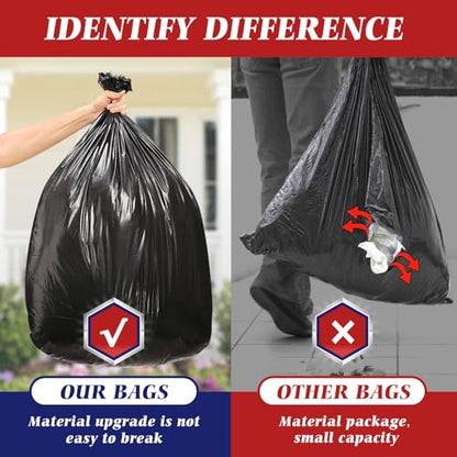 Teivio Large Black Trash Bags 30-33 Gallon 40 Count 30+ Gal Garbage Bags