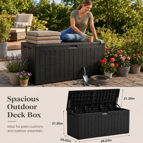 100 Gallon Wwaterproof Ooutdoor Storage Deck Box - size: 100 Gallon