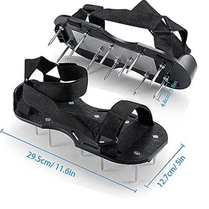 Lawn Aerator Shoes Pre-Assembled - 26 Heavy Duty Steel Spikes (2.4"), Stainless Steel Base Plate, Adjustable Metal Buckle Straps - Walk Behind Grass Aerator Sandals for Yard Lawn Care - color: Black-1