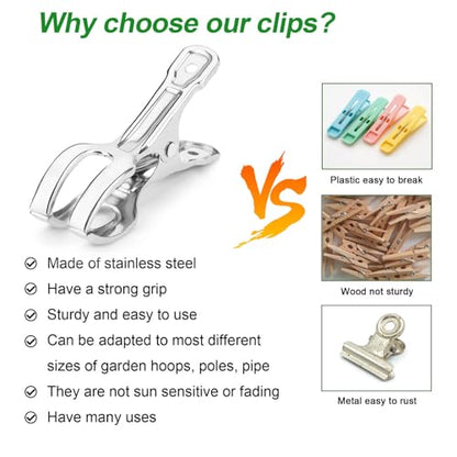 24 Pack Large Garden Clips for Netting, Clamps with 2''Jaw Opening