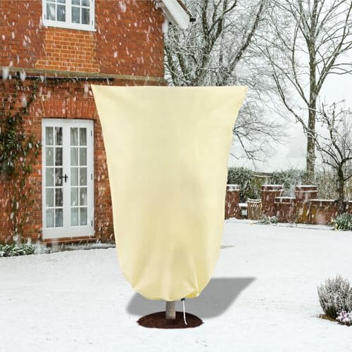 8 Pack Plant Covers Freeze Protection, 31.5"x47.2" with Zipper Drawstring - color: Beige