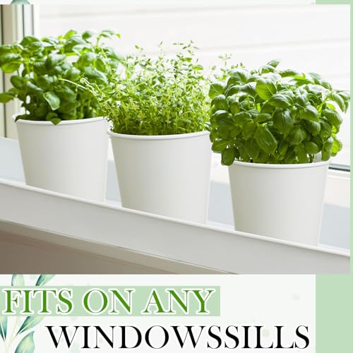 FoldTier 2 Sets Indoor Herb Garden Planter Kit with 10 Metal Pots, White - color: White