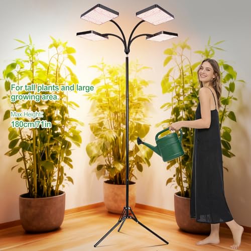 FRGROW 4Head New Stand Full Spectrum Grow Light for Indoor Large Plants - size: 4 Head-New Stand