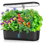 Hydroponics Growing System Kit 12 Pods Indoor Herb Garden with Grow Light - color: Black