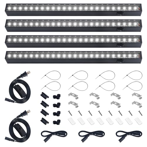 Barrina T5 Grow Lights for Indoor Plants, Full Spectrum, 1ft 5000K, 4 Packs - color: White, size: 1ft-black Cover