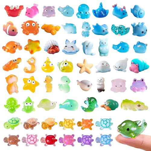 Zerobe Miniature Resin Animal Sets: Tiny Collectible Figurine Bulk Pack (Ocean Animals) - color: Ocean Animals
