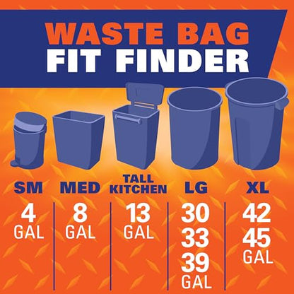 Hefty Strong 30 Gallon Trash Bags with Drawstrings, Black, Unscented, 74ct - size: 74 Count (Pack of 1)