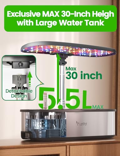 LETPOT LPH-SE Hydroponics Growing System, 12 Pods Smart Herb Garden Kit Indoor, Indoor Garden, APP & WiFi Controlled, with 24W Growing LED, 5.5L Water Tank, Pump System, Automatic Timer - size: 12 Pods
