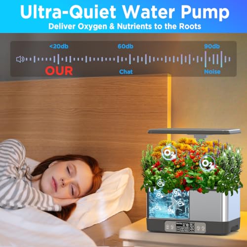 Hydroponics Growing System,Smart Indoor Herb Garden with Grow Light,8 Pods