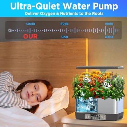 Hydroponics Growing System,Smart Indoor Herb Garden with Grow Light,8 Pods