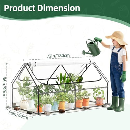 Superlele 6x3x3FT Mini Greenhouse with 2 Large Zipper Doors for Outdoor - style: (Clear)-6x3x3Ft