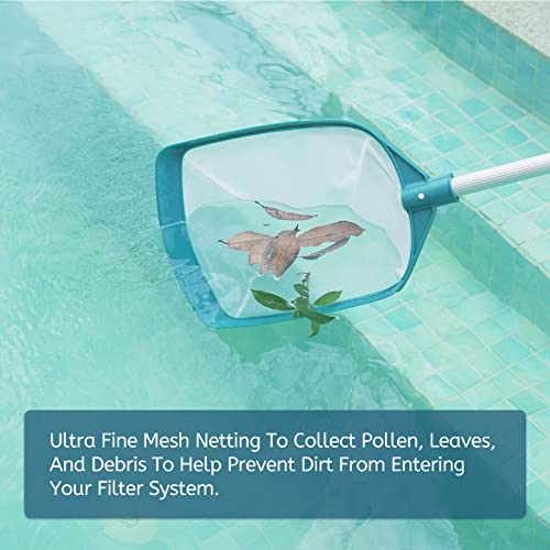 5 Foot Ultra Fine Mesh Pool Spa Leaf Skimmer Rake Net with Adjustable Pole - size: Pool Skimmer with Pole