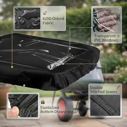 Spreader Cover with Clear Window, Waterproof Fertilizer Hopper Lid, Black